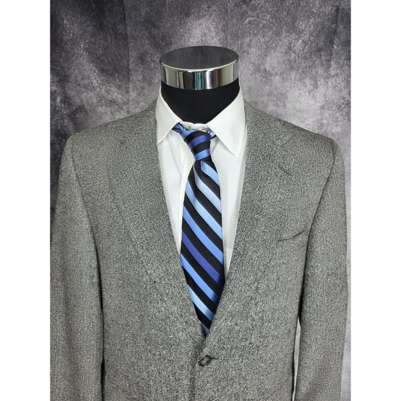 Barrington‎ Tweed Blazer Mens 40R Gray Sports Coat Jacket 2 B Silk Herringbone